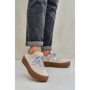 Dámské tenisky Zazoo N1068S4 Dámské semišové sneakersy na platformě Barva: Béžová, Velikost: 39