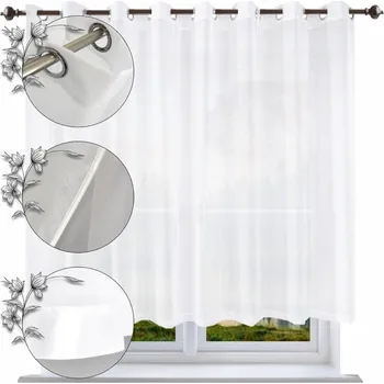 Záclona Hotová záclona s kroužky 160x300 voál, záclona s lemováním bílá 160x300 cm