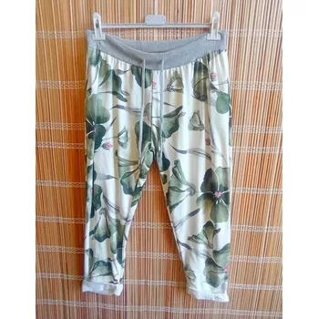 Dámské elegantní tepláky světlé zelený květ vel.XL/XXL