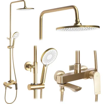 Rea Avalon, sprchová souprava s dešťovou hlavovou a ruční hlavicí, zlatá matná, REA-P2400