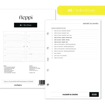 Náplň do diáře Fleppi Náplň do diáře - Kalendář na zkoušku - nedatovaný Vyberte velikost náplně: A5 - 4 dírky