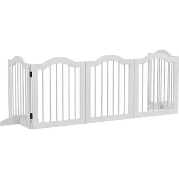 Fotbalová branka PawHut 5dílná branka pro psy, 254,5 x 61 cm, skládací branka pro psy s dvířky, ochranná branka se 2 podpěrnými nožičkami, volně stojící branka na schody| Aosom