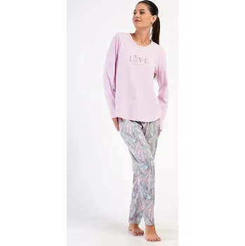 Dámské pyžamo Dámské pyžamo dlouhé Kika - světle růžová - 4XL