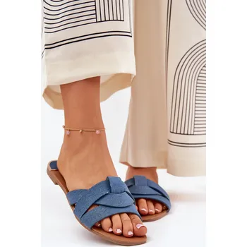 Dámské pantofle Plné Dámské Pantofle S Proplétajícími Se Pásky Selaenor Barva: Modrá, Velikost: 37