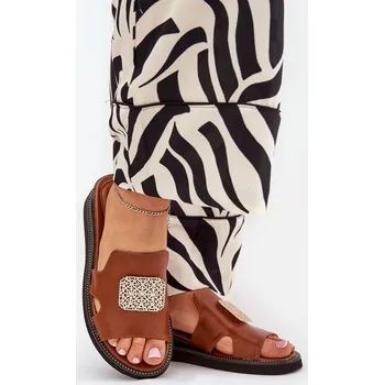 Dámské pantofle Boto Dámské Sandály Na Klínu Eko Kůže S Ozdobou Sarela Barva: Béžová, Velikost: 40