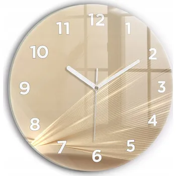 Hodiny Moderní skleněné nástěnné hodiny s potiskem Abstraktní světlo průměr 30 cm