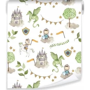 Fototapeta VLIESOVÁ TAPETA DO DĚTSKÉHO POKOJE PRO CHLAPCE HRAD DRAK