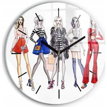 Hodiny Minimalistické Kulatý Skleněné Foto Hodiny na Zeď Módní dívky průměr 30 cm