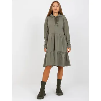 Dámské šaty Khaki teplákové šaty s volánem