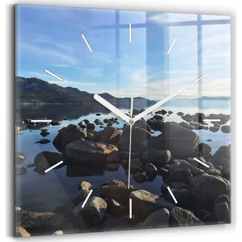 Hodiny Nástěnné hodiny z tvrzeného skla Tiché ručičky Kuchyně Výhled na moře