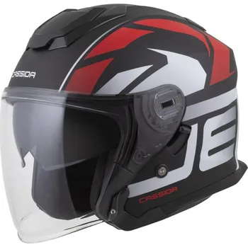 Helma na motorku Přilba Jet Tech 2.0 RoTo, CASSIDA (černá matná/červená/bílá) 2026 XS (53 až 54 cm)