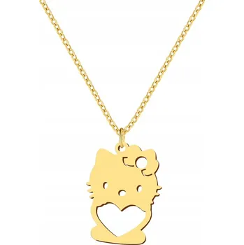 Náhrdelník Náhrdelník Přívěsek Roztomilá Hello Kitty Zlatá Kočička Ocel 316L