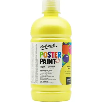 Vodová barva Mont Marte temperová barva, 500ml, METALLIC žlutá (Metallic Yellow)