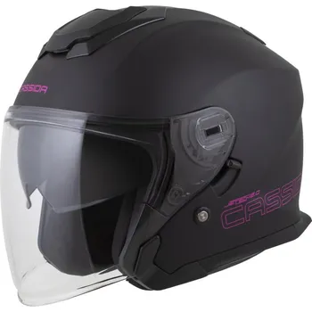Helma na motorku Přilba Jet Tech 2.0 Solid, CASSIDA (černá matná/růžová) 2026 XS (53 až 54 cm)