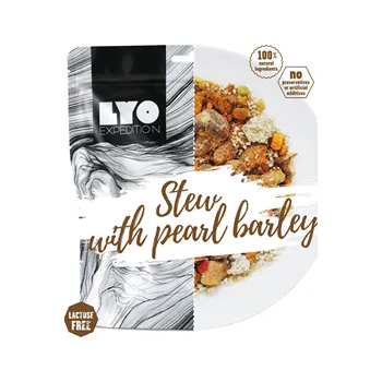 Hotové jídlo LyoFood Dušené vepřové s kroupami 370g 1 porce