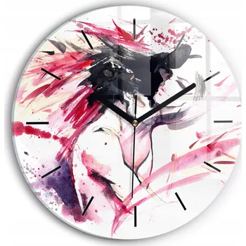 Hodiny Ozdobné nástěnné hodiny s krásnou grafikou Abstrakce milenců kulatý průměr 30 cm