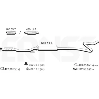 Tlumič výfuku Střední tlumič výfuku ERNST 506113