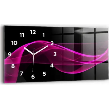 Hodiny Minimalistické skleněné nástěnné hodiny s motivem Růžová abstrakce 60x30 cm