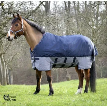 Vybavení pro koně Deka výběhová EquiTheme -TYREX 600D BELLY BELT 0G- - Tmavě modrá/Šedá - 125cm