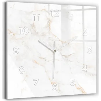 Hodiny Minimalistické skleněné nástěnné hodiny s grafikou Elegantní mramor 30x30 cm