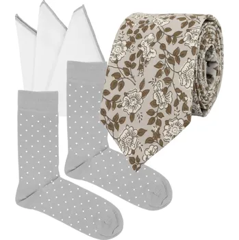 Kravata Bubibubi Šedá kravatová sada Pietra velikost ponožek 43-46