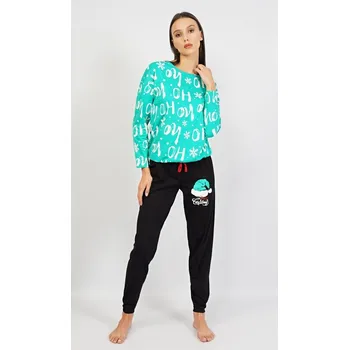 Dámské pyžamo Dámské pyžamo dlouhé Santa - zelená - XL