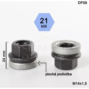Matice na kolo AJIMEX M14x1,5 s plochou podložkou otevřená, Ford, klíč 21 24 mm