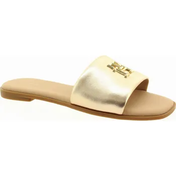 Dámské pantofle TOMMY HILFIGER Dámské kožené zlaté pantofle FW0FW08807-0HS-255 Velikost 42
