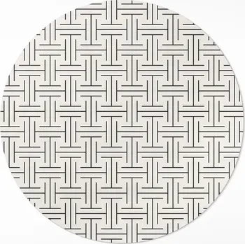 Koberec Kulatý Koberec Vinyl PVC průměr 50 cm Pravidelné linie minimalistický labyrint