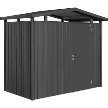 Zahradní domek Domek na nářadí Biohort PANORAMA P1, tmavě šedý, jednokřídlé dveře BH14020
