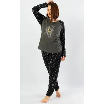Dámské pyžamo Dámské pyžamo dlouhé The moon - tmavě šedá - 4XL