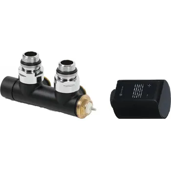 Hlavice pro radiátor Terma VAZ připojovací sada termostatická Wifi pro středové připojení 50mm Varianta: Levá, Barva připojovací sady: Černá, Spojka připojovací sady: pro plastové trubky Pex-Al-Pex 16x2mm