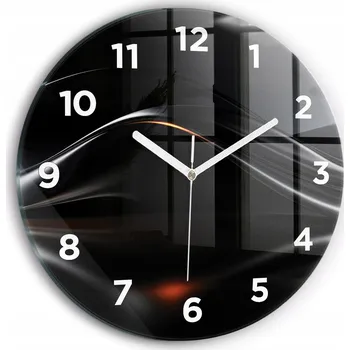 Hodiny Skleněné moderní foto hodiny nástěnné plynoucí ručičky Abstrakce průměr 30 cm