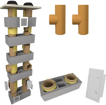 Komín CS komín Universal dvouprůduch s vent. šachtou Optimal 200-90°/180-90° - 9,5 m