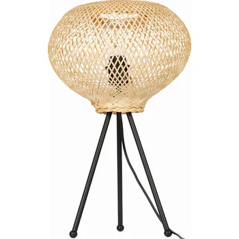 Stojací lampa Stojací lampa černá NEPTUN Mini s bambusovým stínidlem TH04S