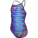 Dívčí plavecké jednodílné plavky ARENA-GIRLS RACING STRIPE SWIMSUIT LIGHTDROP BACK Modrá 140