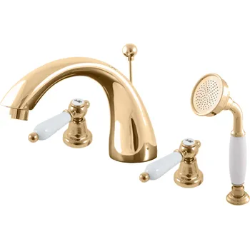 Slezák - RAV Vanová baterie 4-otvorová MORAVA RETRO - MK569.xSZ, Zlatá lesk Připojovací hadičky - závit: 3/8"