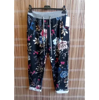 Dámské elegantní tepláky černé květ vel.UNI-M/L