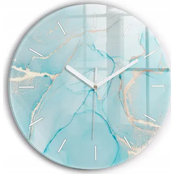 Hodiny Ozdobné nástěnné hodiny s krásnou grafikou Dekorativní mramor kulatý průměr 30 cm