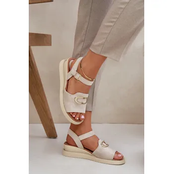 Dámské sandále Dámské Sandály Na Klínu S Ozdobou Salianes Barva: Béžová, Velikost: 37