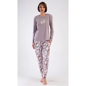 Dámské pyžamo Dámské pyžamo dlouhé Klárka - bílá káva - XL