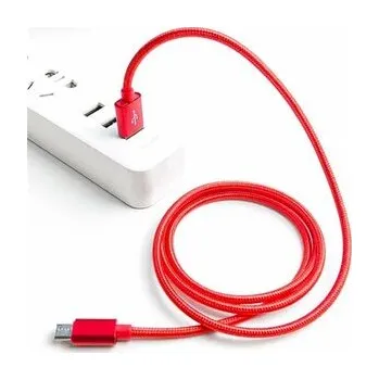 Datový kabel Crono kabel USB 2.0/ USB A samec - microUSB samec, 1,0m, červený premium