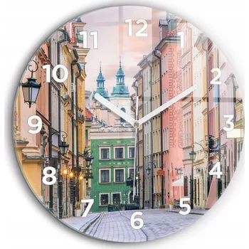 Hodiny Foto hodiny nástěnné Staré Město ve Varšavě kulatý bílé ručičky průměr 60 cm