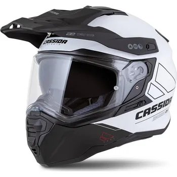 Helma na motorku Přilba Road Runner Dual, CASSIDA (bílá/černá/černý matný kšilt, plexi s přípravou pro Pinlock) 2026 2XL