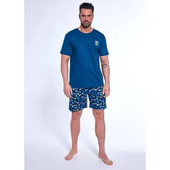 Pánské pyžamo Cornette pyžamo pánské 326/170 Fishing 2 - modrá, L (Pánské bavlněné pyžamo s krátkým rukávem Cornette 326/170 Fishing)