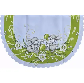 Velikonoční dekorace Velikonoční ubrus Zajíčci v zelené barvě 50x110 cm ZELENÝ