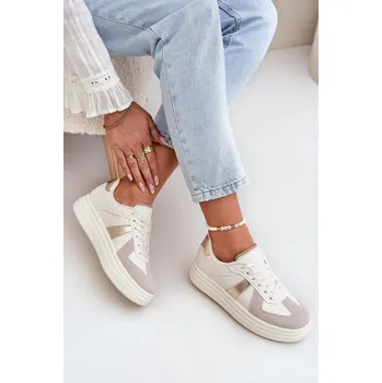 Dámské tenisky Eko Kožené Tenisky Dámské Na Platformě Goriette Barva: Béžová, Velikost: 39