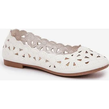 Dívčí baleríny Dětské Ažurové Baletky S Leskem Zindira Barva: Bílá, Velikost: 33