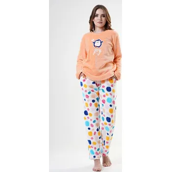 Dámské noční prádlo Dámské pyžamo dlouhé Kuličky - oranžová - XL