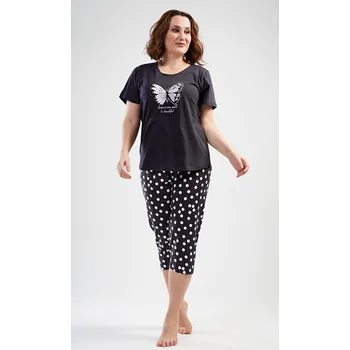 Dámské pyžamo Dámské pyžamo kapri Motýl - tmavě šedá - XXL